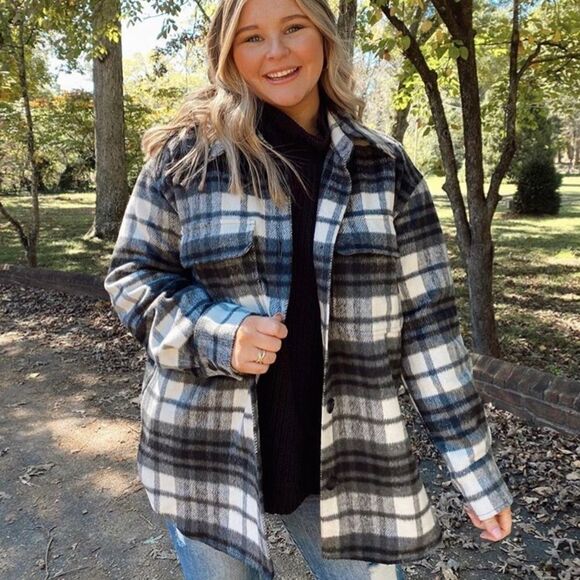 Plaid shacket shirt jacket H&M bloggers - Picture 1 of 14
